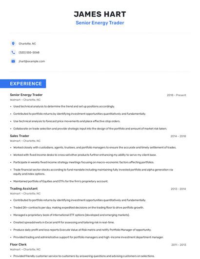 Senior Energy Trader Resume