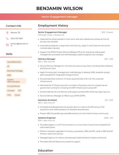Senior Engagement Manager Resume