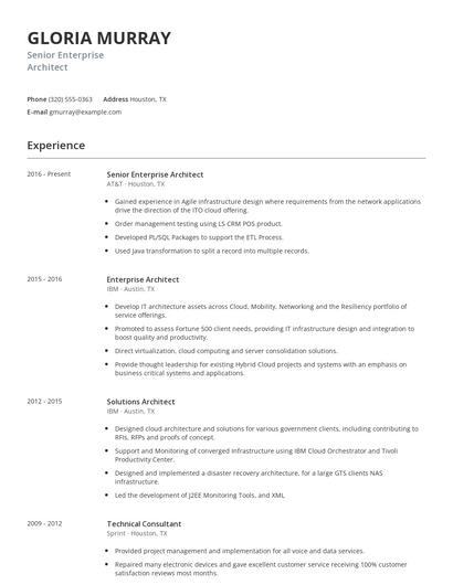 Senior Enterprise Architect Resume