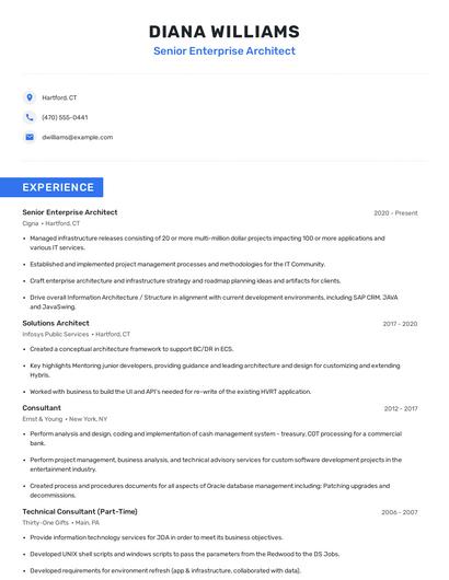 Senior Enterprise Architect Resume