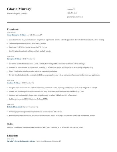 Senior Enterprise Architect Resume