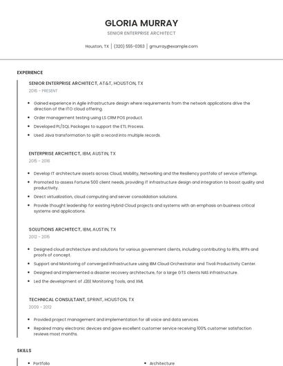 Senior Enterprise Architect Resume