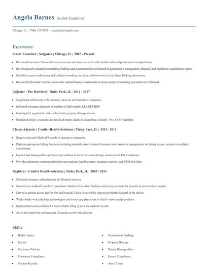 Senior Examiner Resume