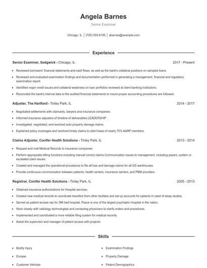 Senior Examiner Resume