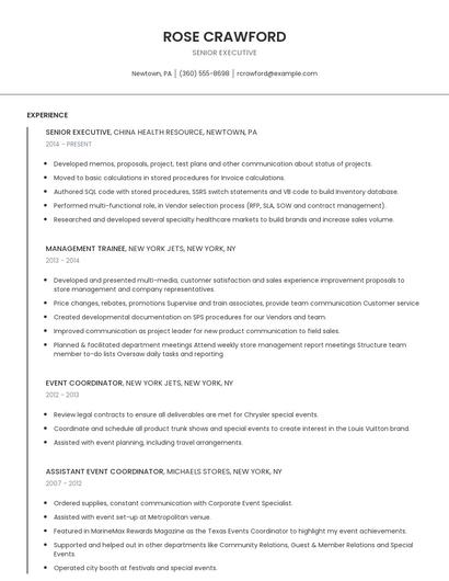 Senior Executive Resume