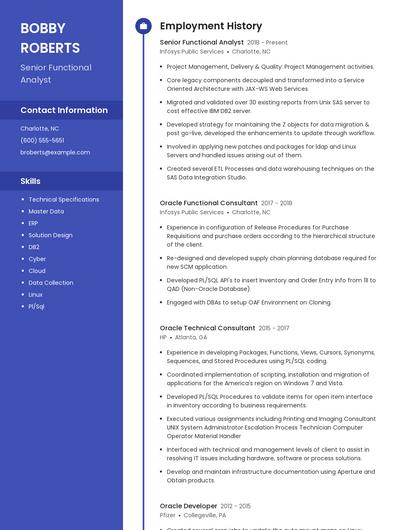 Senior Functional Analyst Resume