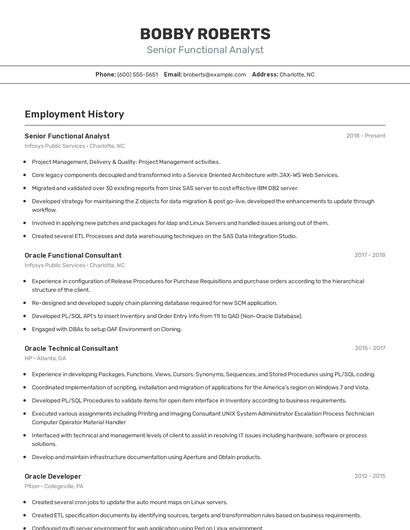 Senior Functional Analyst Resume