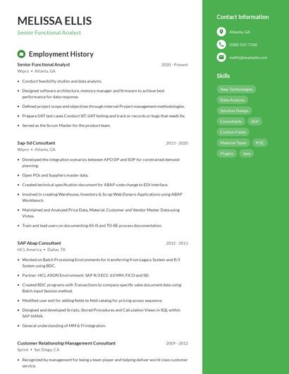 Senior Functional Analyst Resume