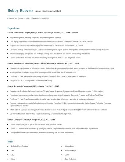Senior Functional Analyst Resume
