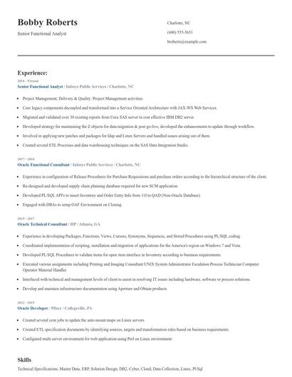 Senior Functional Analyst Resume