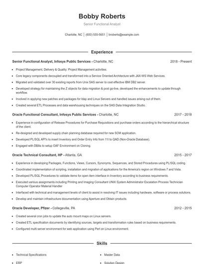Senior Functional Analyst Resume