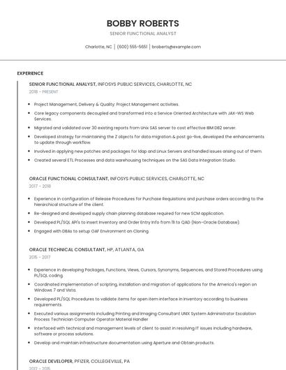 Senior Functional Analyst Resume