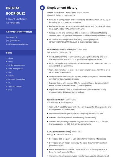 Senior Functional Consultant Resume
