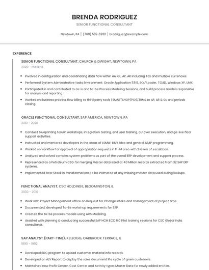 Senior Functional Consultant Resume