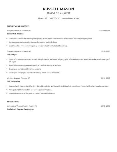 Senior GIS Analyst Resume