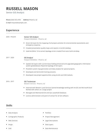 Senior GIS Analyst Resume