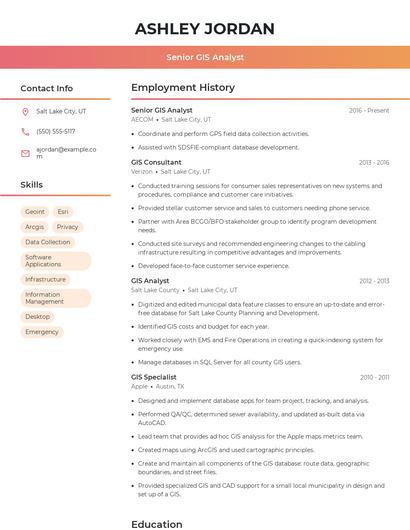 Senior GIS Analyst Resume