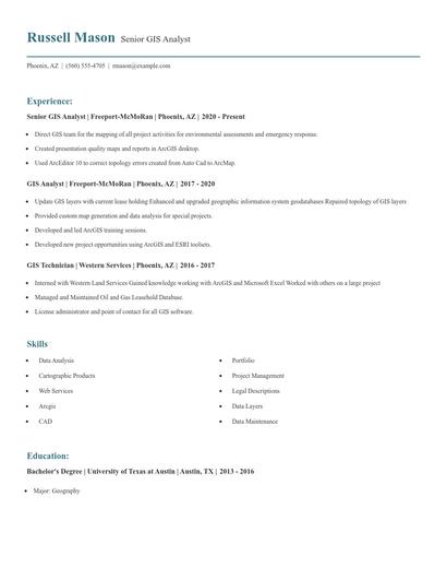 Senior GIS Analyst Resume
