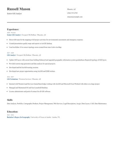 Senior GIS Analyst Resume