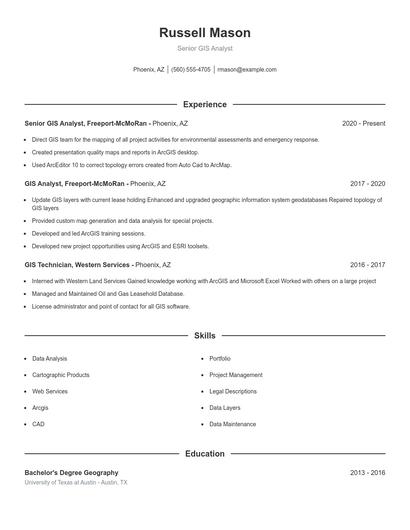 Senior GIS Analyst Resume