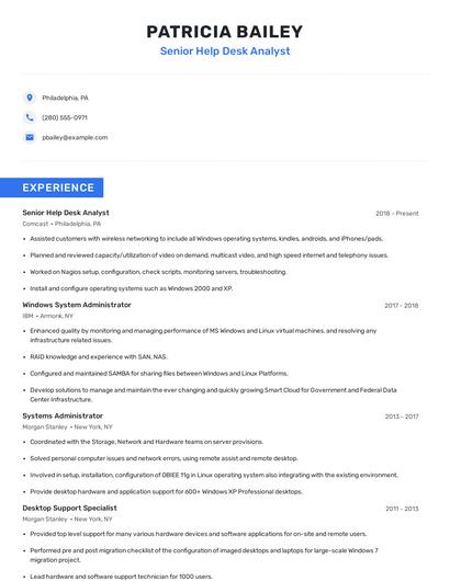 Senior Help Desk Analyst Resume