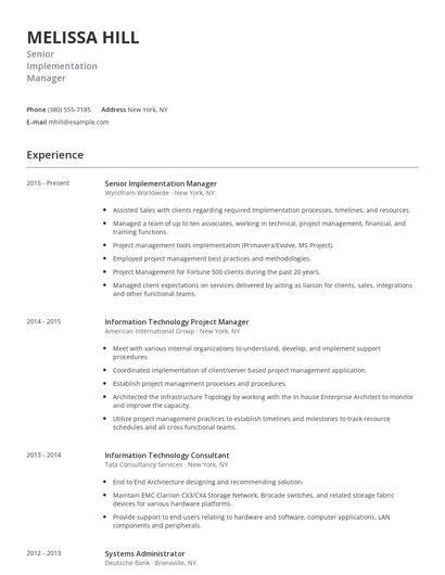 Senior Implementation Manager Resume