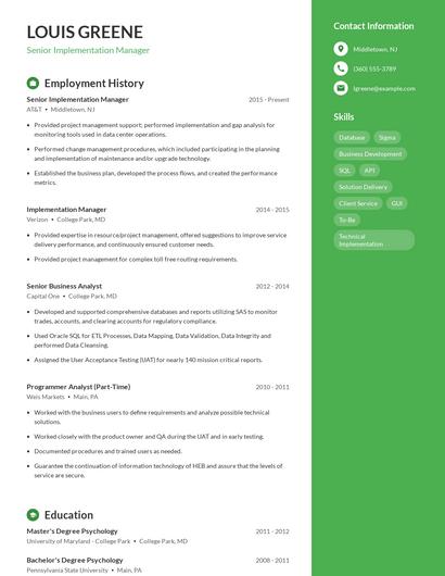 Senior Implementation Manager Resume