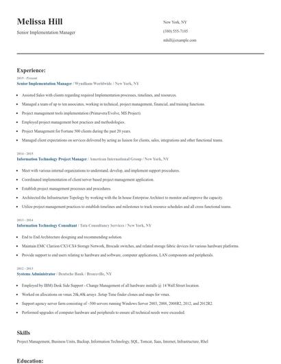 Senior Implementation Manager Resume