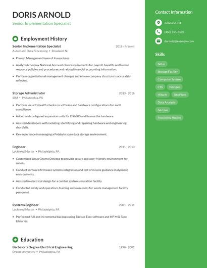 Senior Implementation Specialist Resume