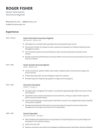 Senior Information Assurance Engineer Resume
