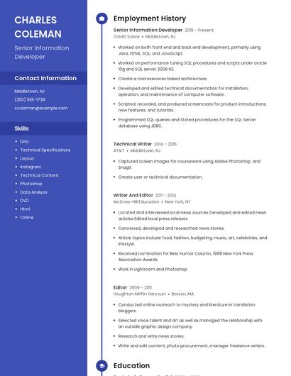 Senior Information Developer Resume