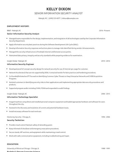 Senior Information Security Analyst Resume