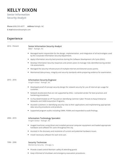Senior Information Security Analyst Resume