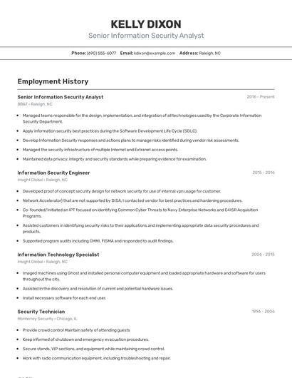 Senior Information Security Analyst Resume