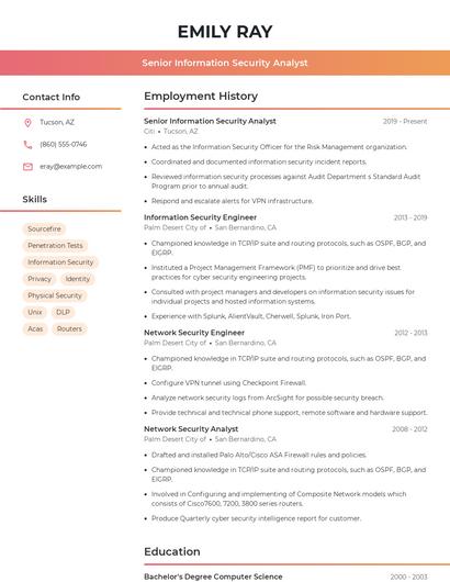 Senior Information Security Analyst Resume