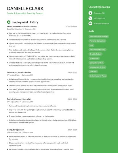 Senior Information Security Analyst Resume