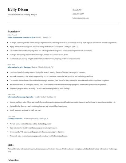 Senior Information Security Analyst Resume