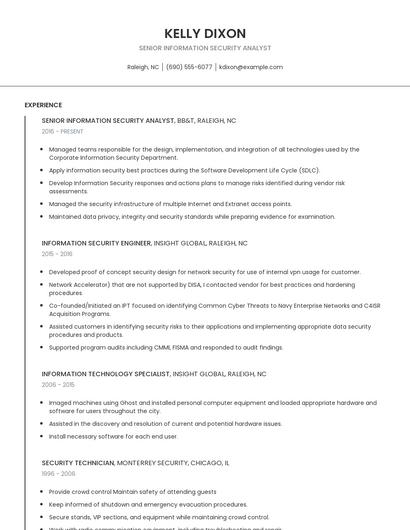 Senior Information Security Analyst Resume