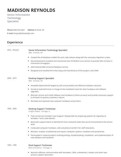 Senior Information Technology Specialist Resume