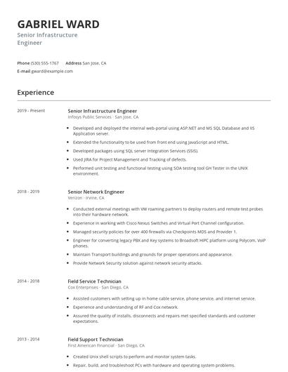 Senior Infrastructure Engineer Resume