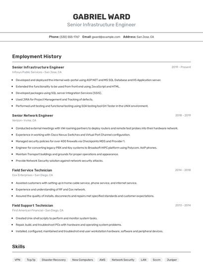 Senior Infrastructure Engineer Resume