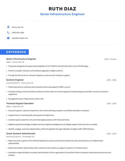 Senior Infrastructure Engineer Resume