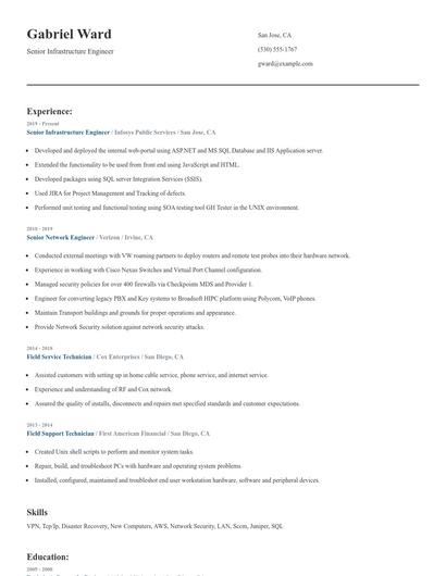 Senior Infrastructure Engineer Resume