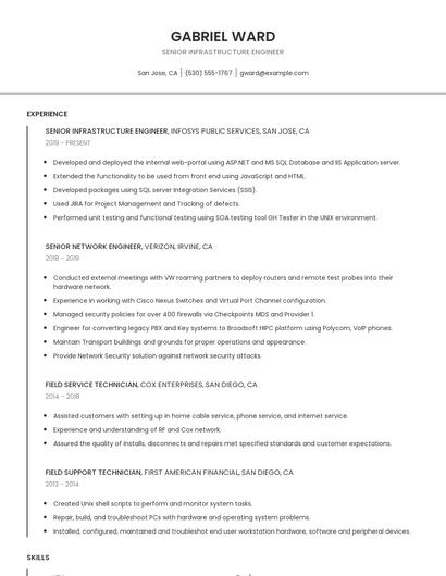 Senior Infrastructure Engineer Resume