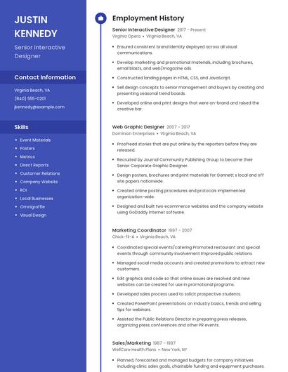 Senior Interactive Designer Resume