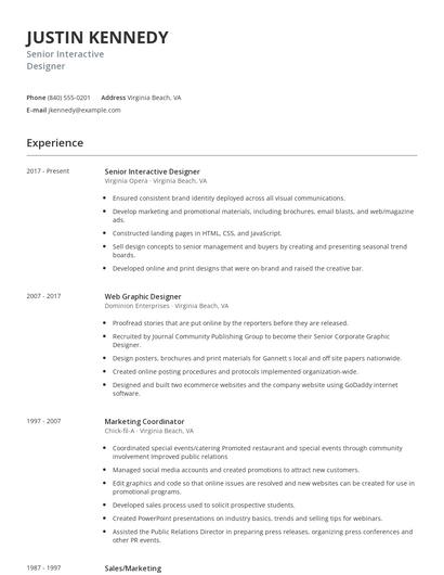 Senior Interactive Designer Resume