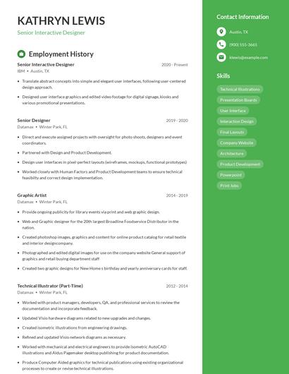 Senior Interactive Designer Resume