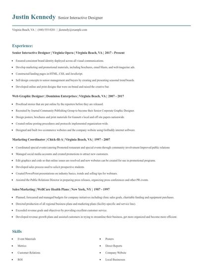 Senior Interactive Designer Resume