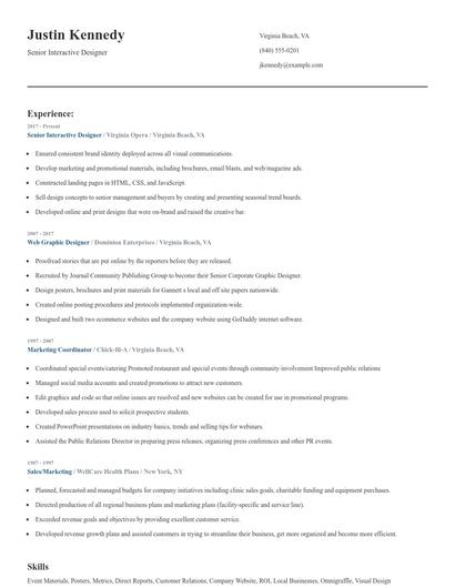 Senior Interactive Designer Resume