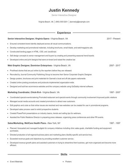Senior Interactive Designer Resume